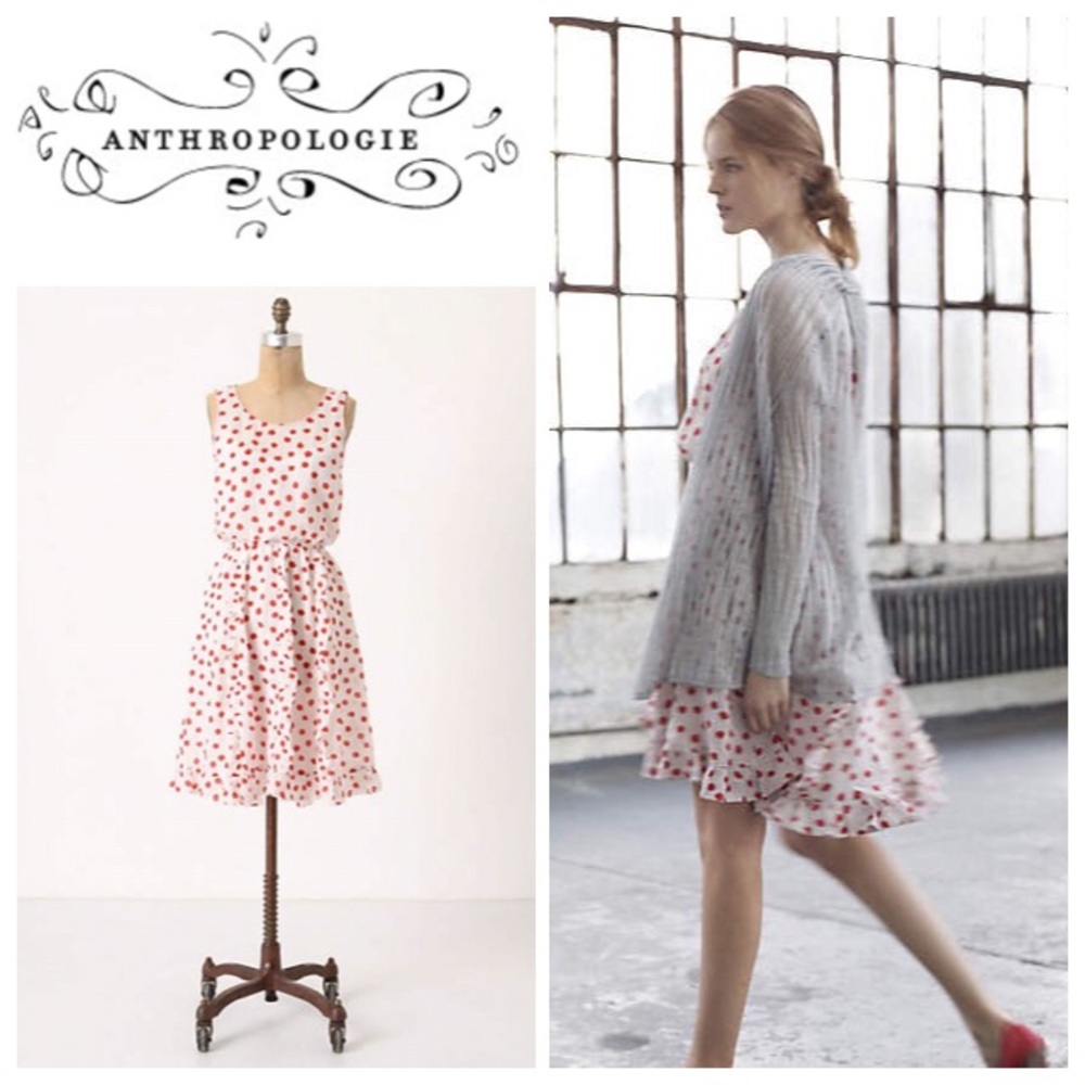 Anthropologie Red Polka Dot Dress